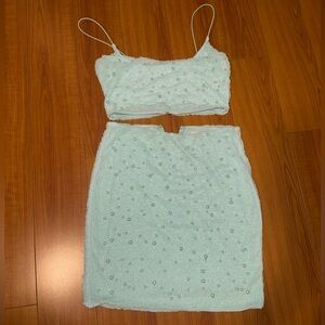Oh Polly Mint Pearl Skirt Set